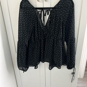 For Love&Lemona Black Polka Dot Women's Top
